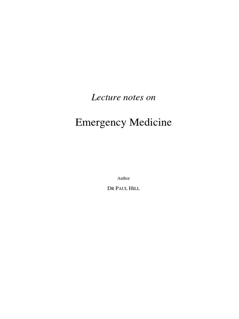 Emergency Medicine Lecture Notes | PDF | Emergency Department ...