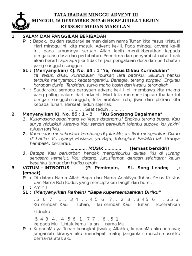 Tata Ibadah Minggu Advent 3 Tahun 2012 Pdf