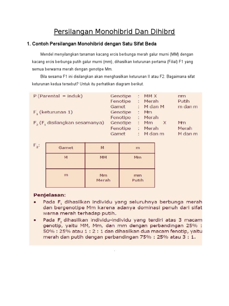 Persilangan Monohibrid Dan Dihibrd PDF