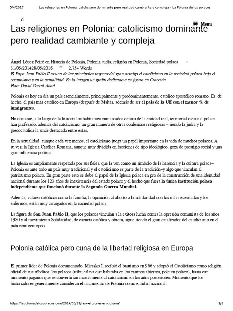 Las Religiones en Polonia, Catolicismo Dominante Pero Realidad