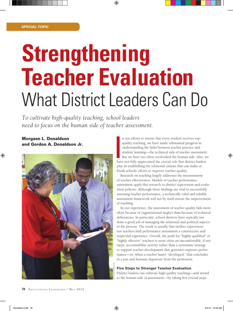 Strengthening Teacher Evaluation - What District Leaders Can Do | PDF ...