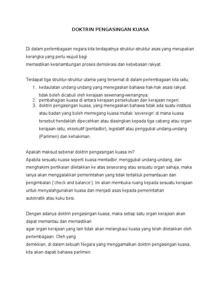 Doktrin Pengasingan Kuasa Pdf