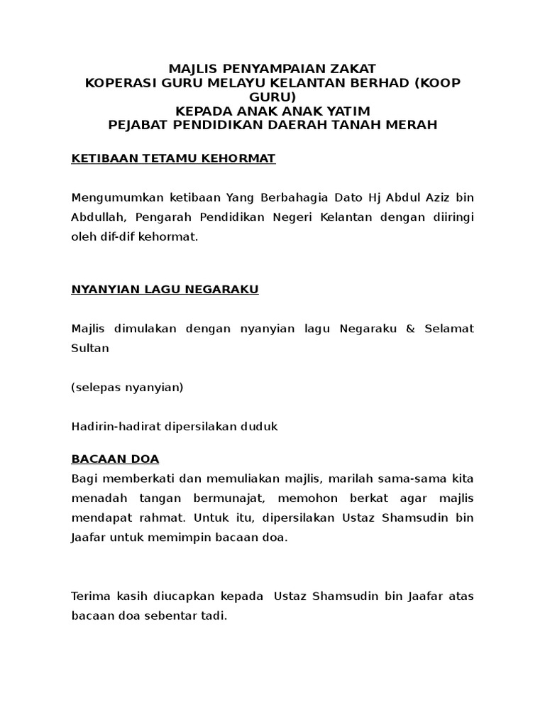 Teks Pengacaraan Majlis Zakat Pdf