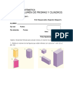 EVALUACIÓN MATEMÁTICA Área y Volumen de Prismas y Cilindros