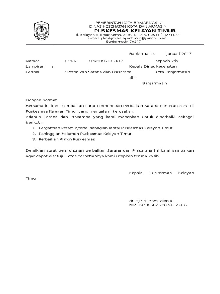 Permohonan perbaikan sarana