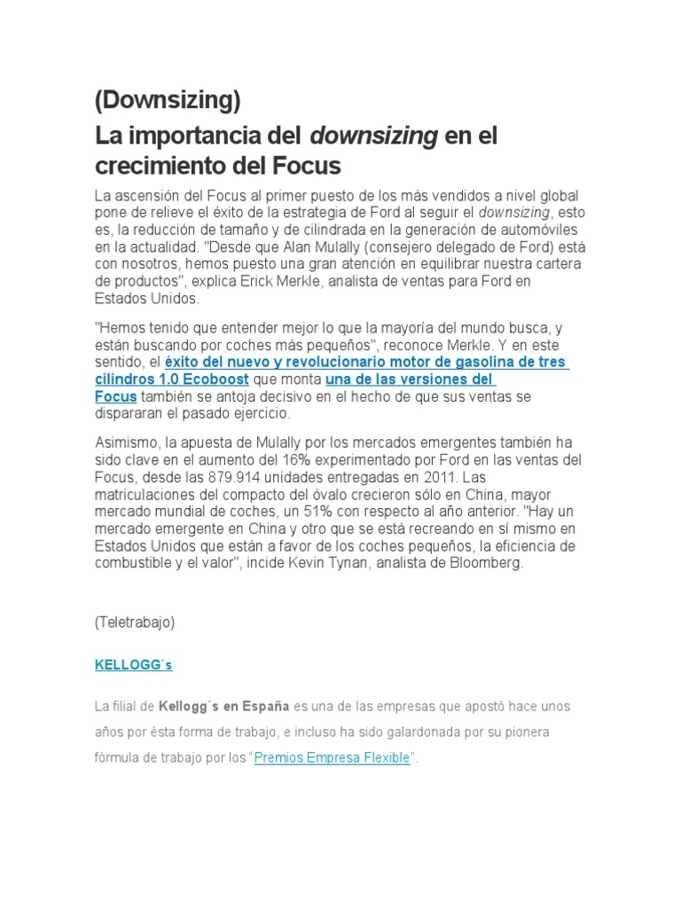 Downsizing | PDF | Compania de motores ford | Teletrabajo