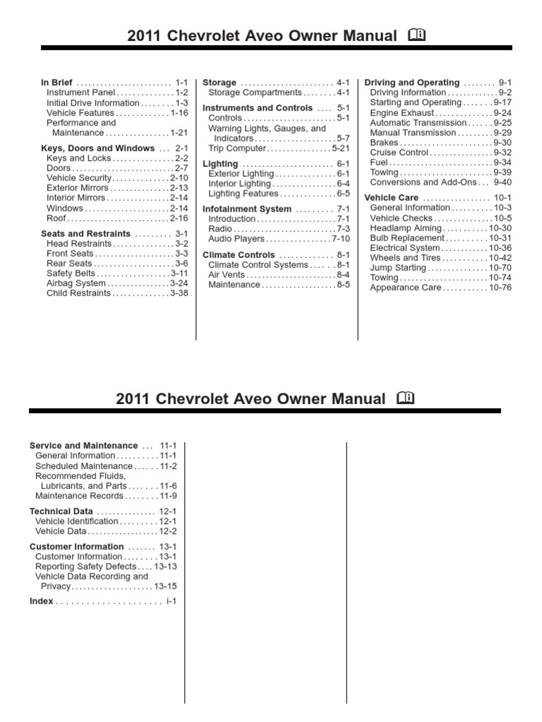 2011 Chevrolet Aveo Owners PDF Manual Transmission Transmission