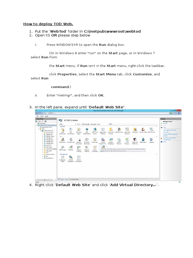 Deploying TOD Web on IIS | PDF