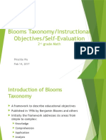 Blooms Taxonomy/Instructional Objectives/Self-Evaluation: 2 Grade Math