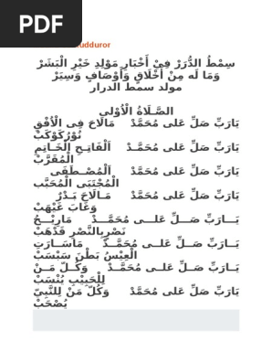 Teks Bacaan Kitab Maulid Simtudduror Docx