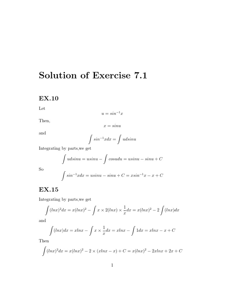 Solution of Exercise 7.1 | PDF | Mathematical Concepts | Geometry