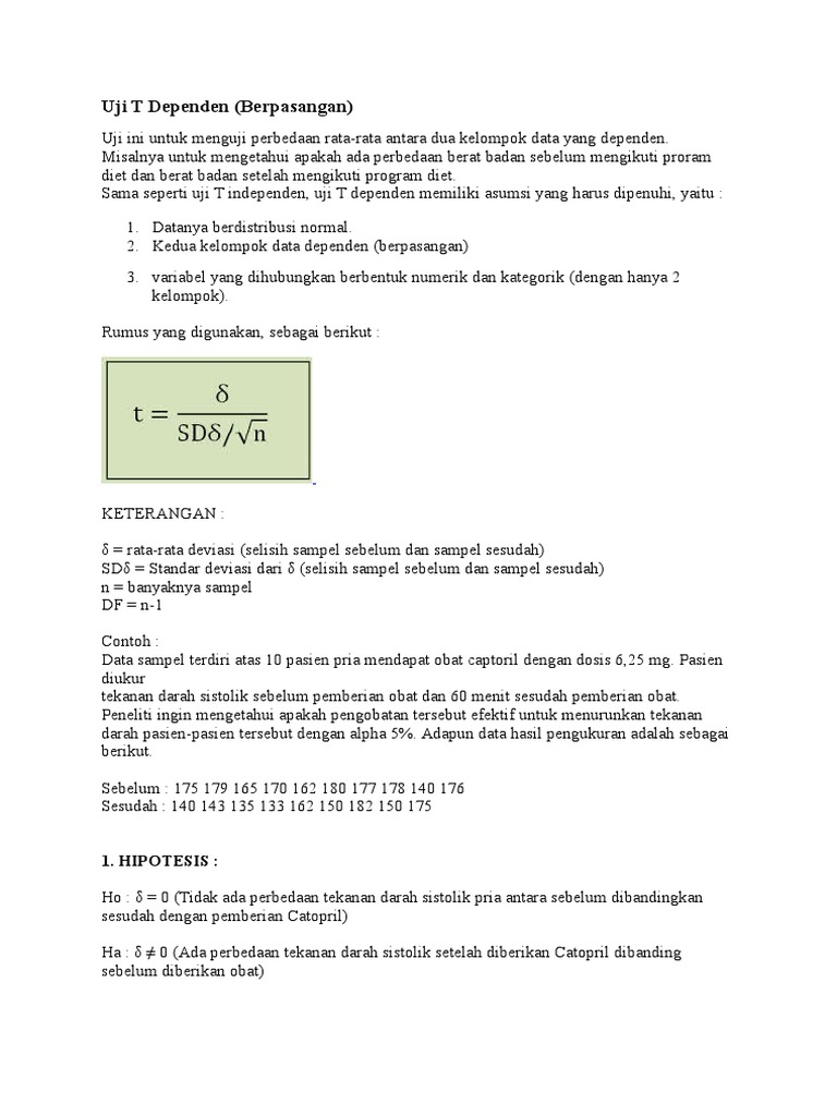 Rumus Paired Sample T Test Uji Beda Dua Sampel Berpasangan Tips Membedakan