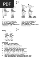 B vs. V and F vs. V Minimal Pairs