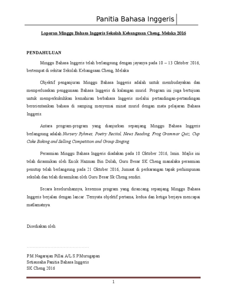 Laporan Minggu Bahasa Inggeris