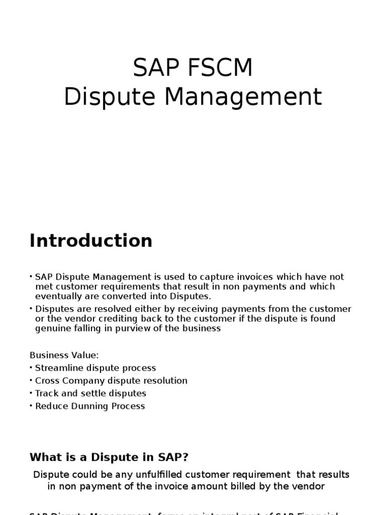 SAP Dispute Management Overview | PDF | Invoice | Payments