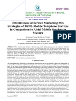 Effectiveness of Service Marketing Mix Strategies of BSNL Mobile Telephone Services in Comparison To Airtel Mobile Services in Mysuru