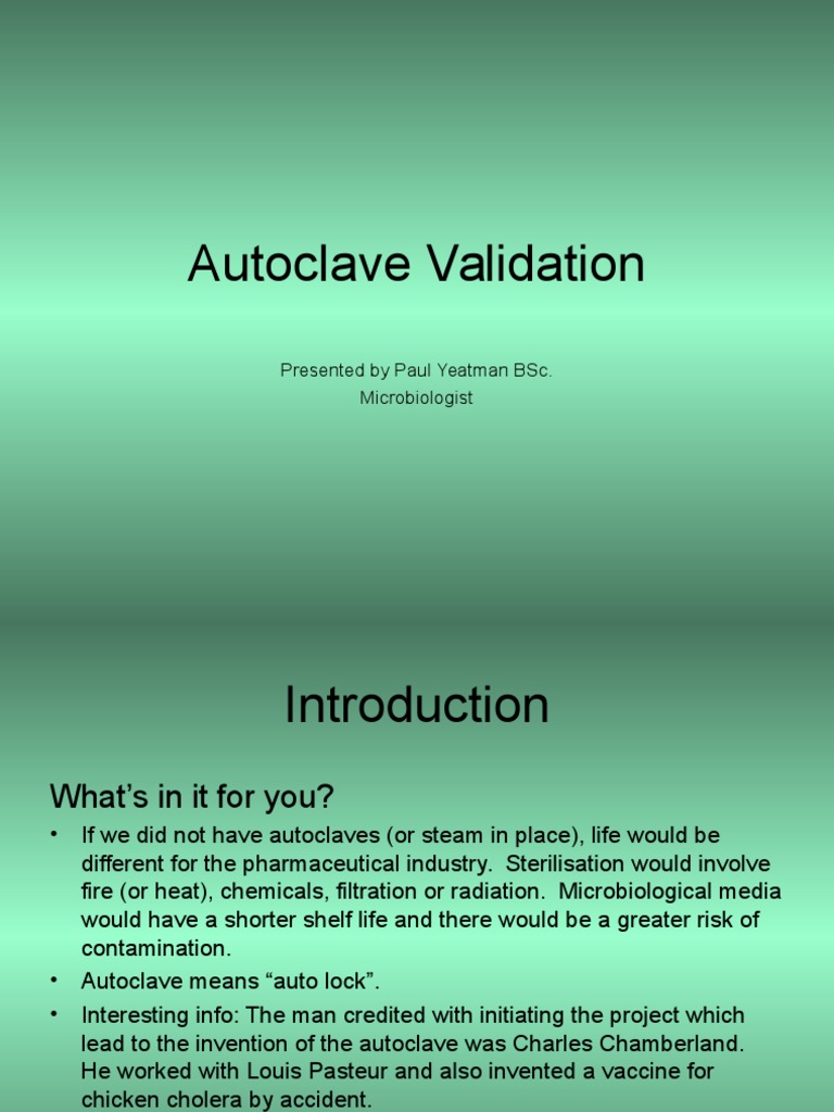 Autoclave Validation Presentation PDF Sterilization (Microbiology