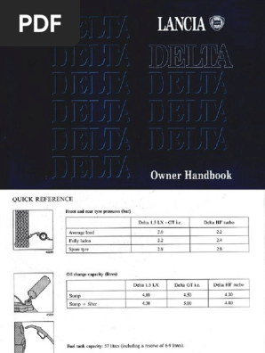 Lancia Delta Owners Manual | PDF