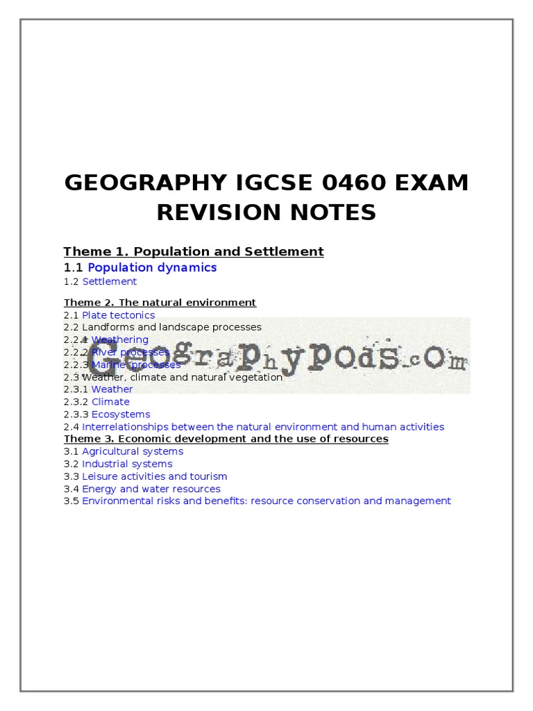 Travel And Tourism Igcse Revision Notes
