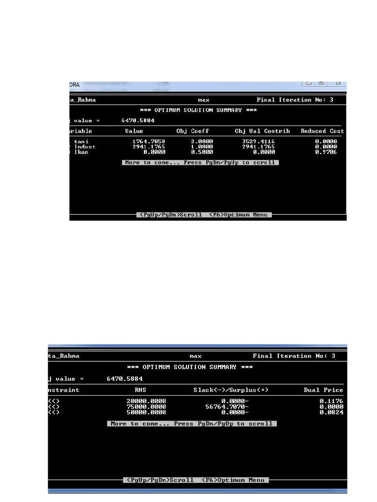 Interpretasi Output Analisis Linier Programming Dengan Aplikasi TORA | PDF