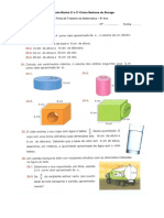 Ficha Trabalho Volume Cilindro 