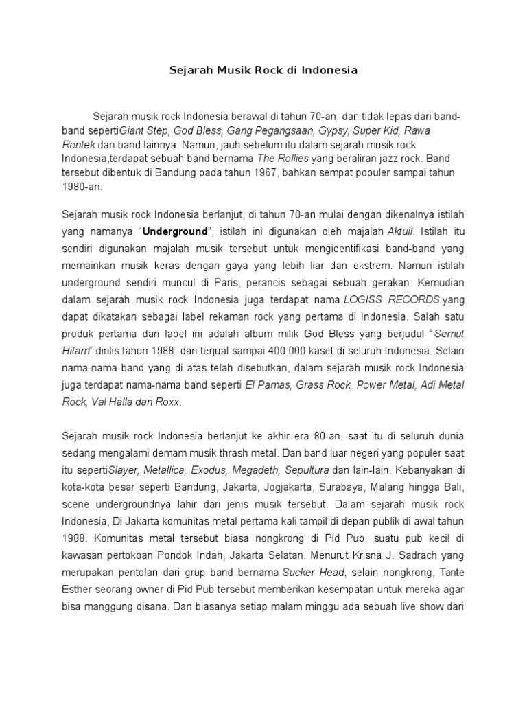 Sejarah Musik Rock Di Indonesia | PDF