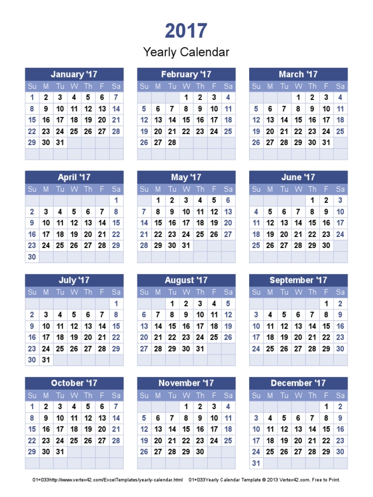 Yearly Calendar Portrait | PDF