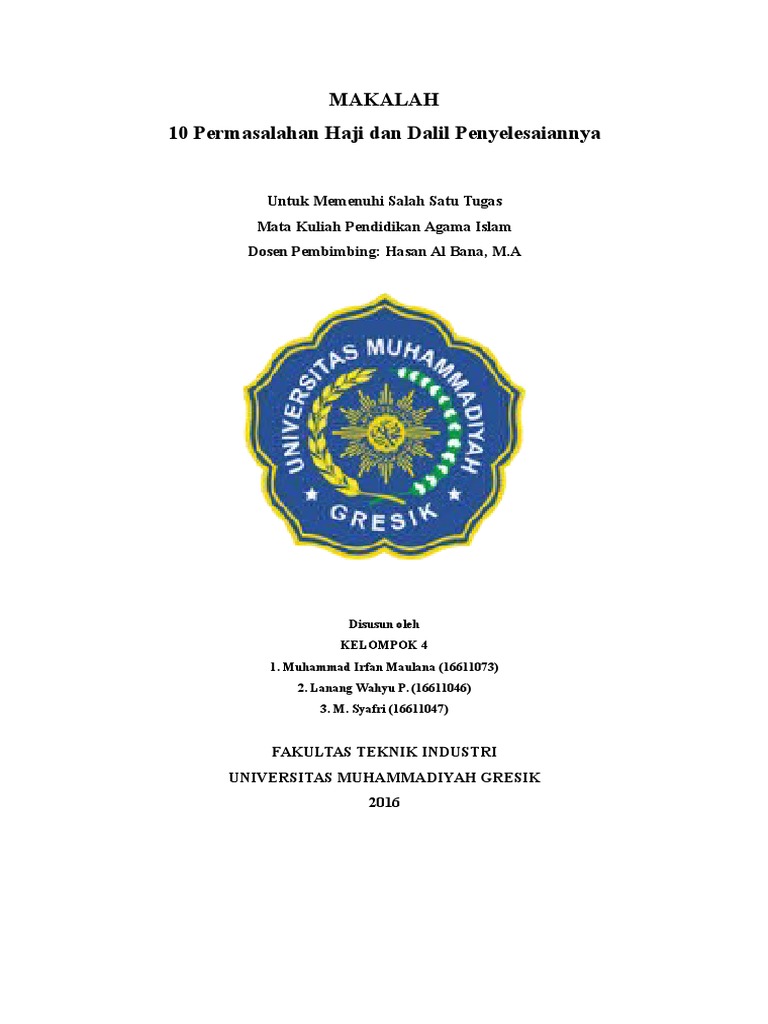 Makalah Agama 10 Permasalahan Haji dan Dalil Penyelesaiannya