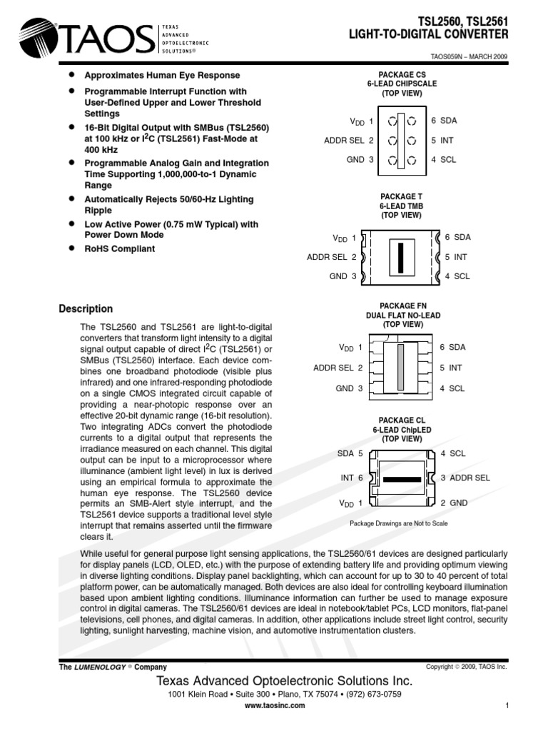 Tsl 2561 | Electronics | Computer Hardware