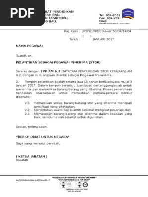 Contoh Surat Permohonan Pencarian Perlantikan Pembantu Penyelidik