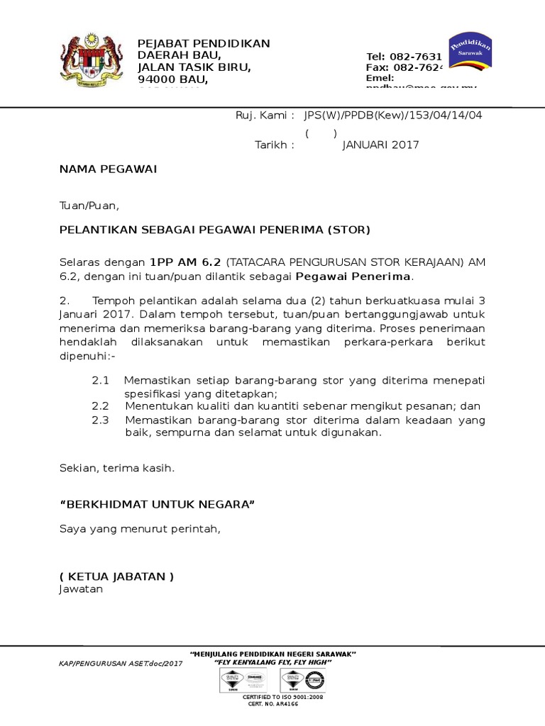Contoh Surat Pelantikan Jkpak