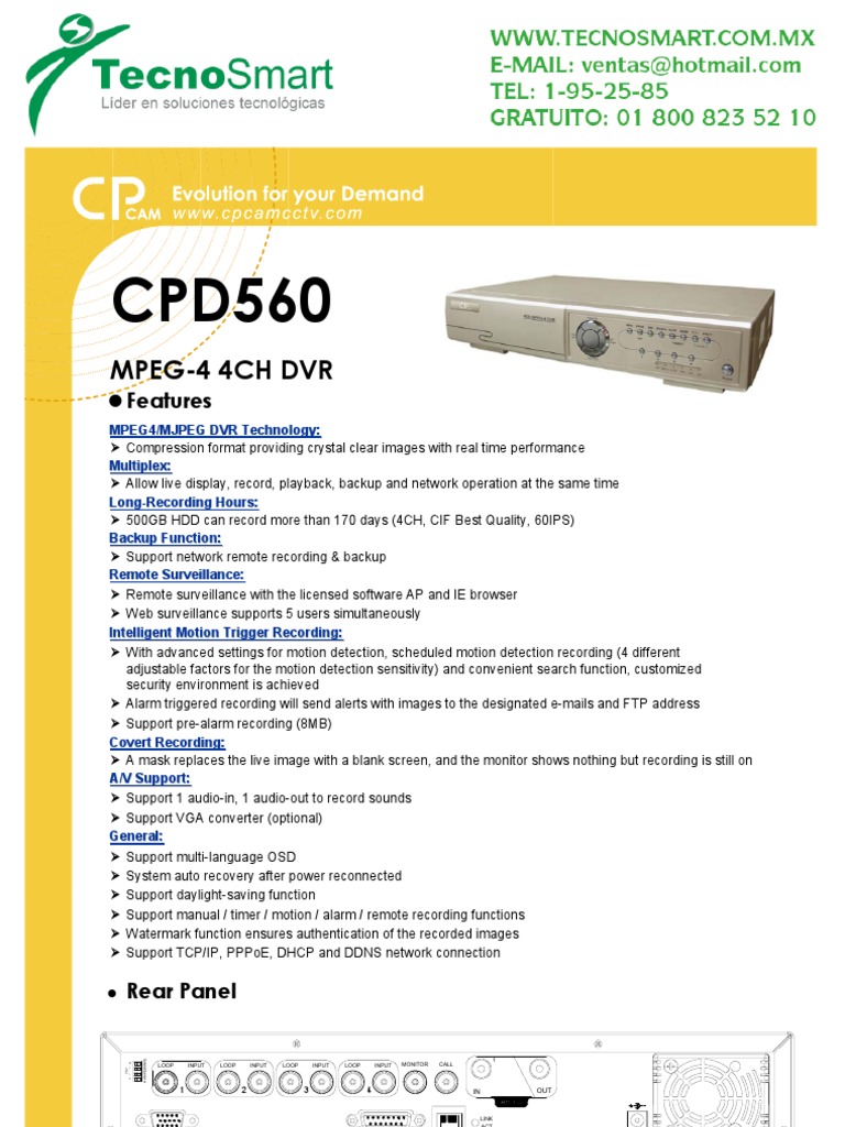 CPD560 4CH MPEG-4 DVR Overview | PDF