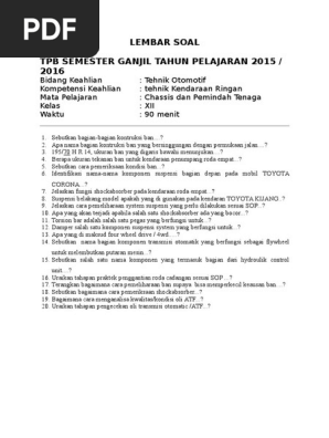 Soal Ulangan Chassis Kelas Xii Pdf