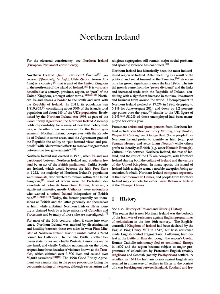 Northern Ireland Pdf Northern Ireland Unionism In Ireland