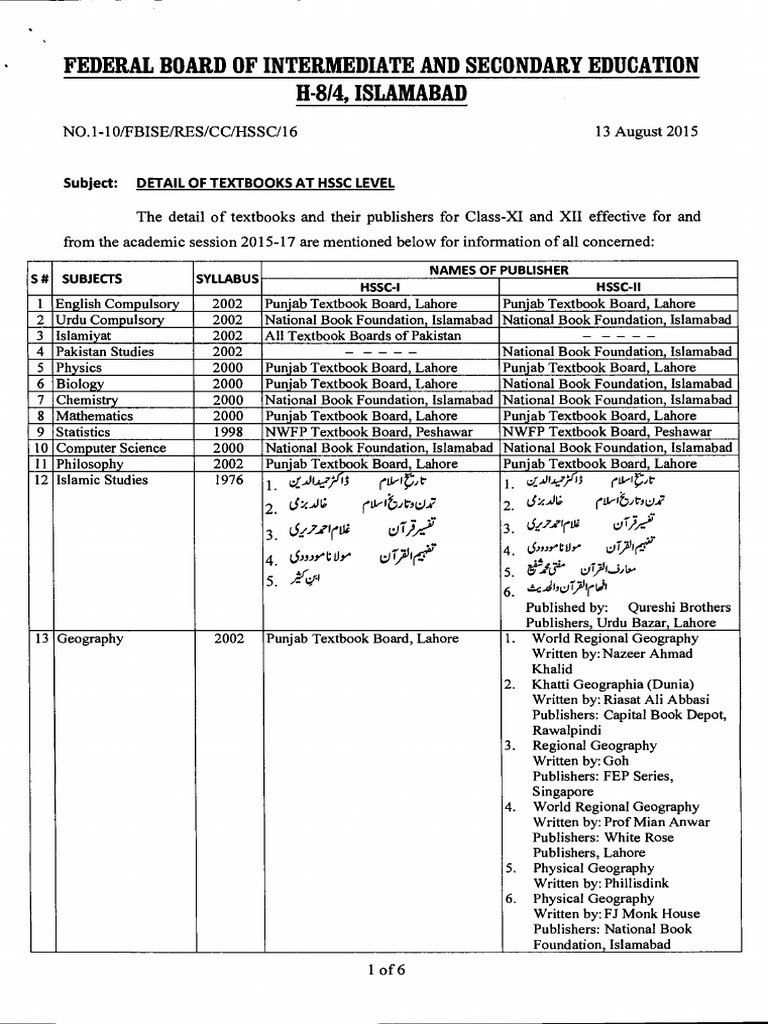 Detail Of Textbooks At Hssc Level 2 Pdf Pdf