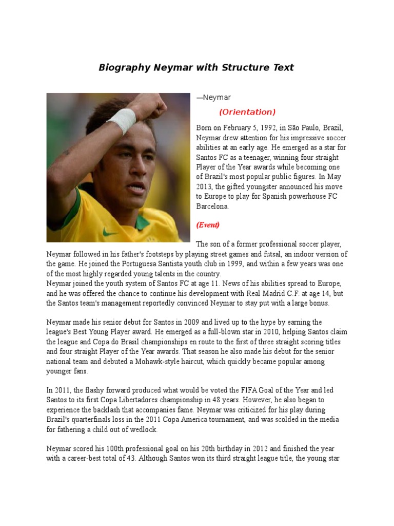 biography text neymar jr