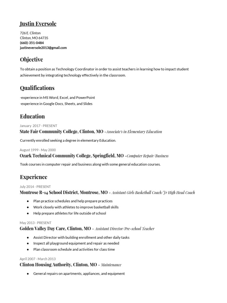 Justin Eversole 726 E. Clinton Clinton, MO 64735 PDF