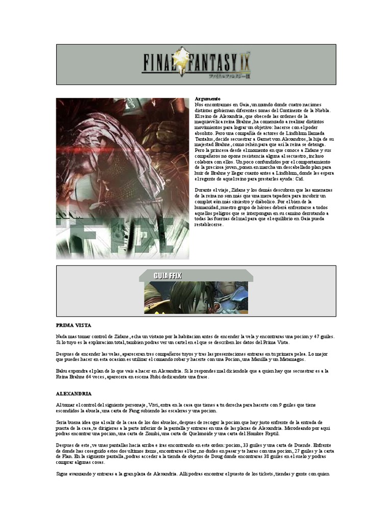 Guía Final Fantasy IX | PDF | Naturaleza | Ocio
