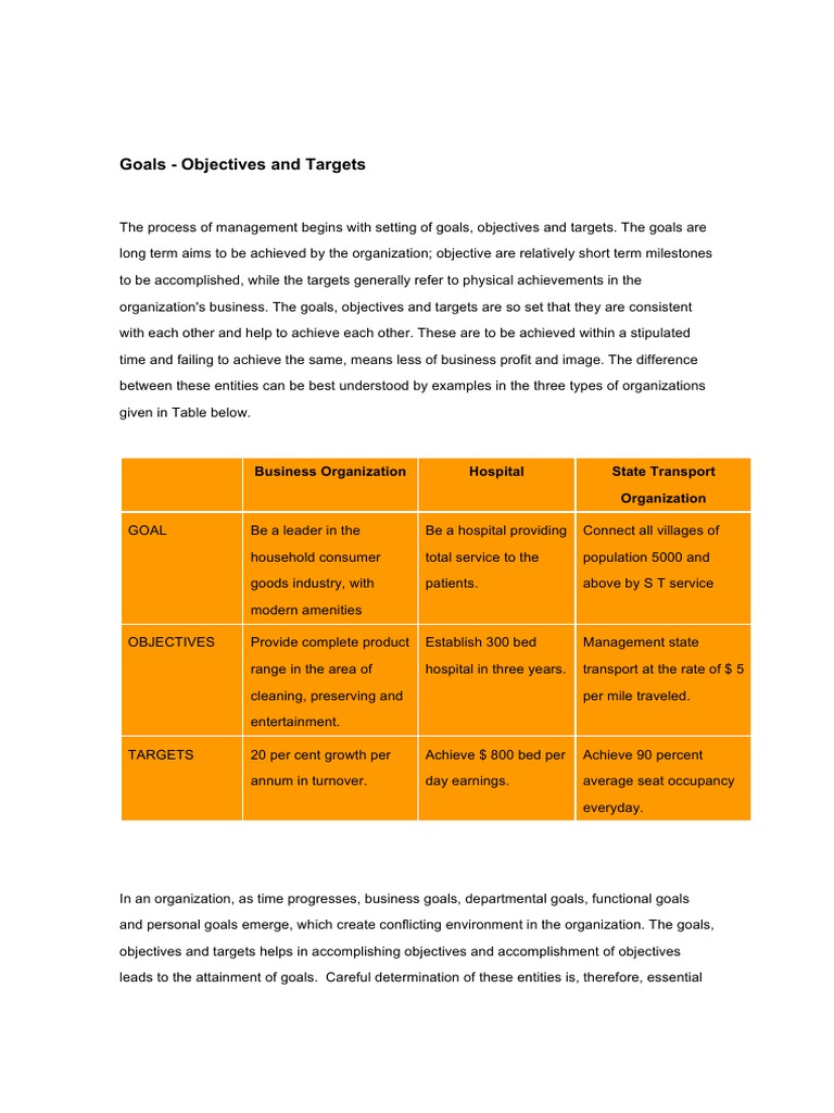 Goals PDF Goal Profit (Accounting)