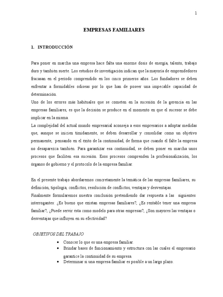 Desventajas de las Empresas Familiares | PDF | Familia | Conflicto ...