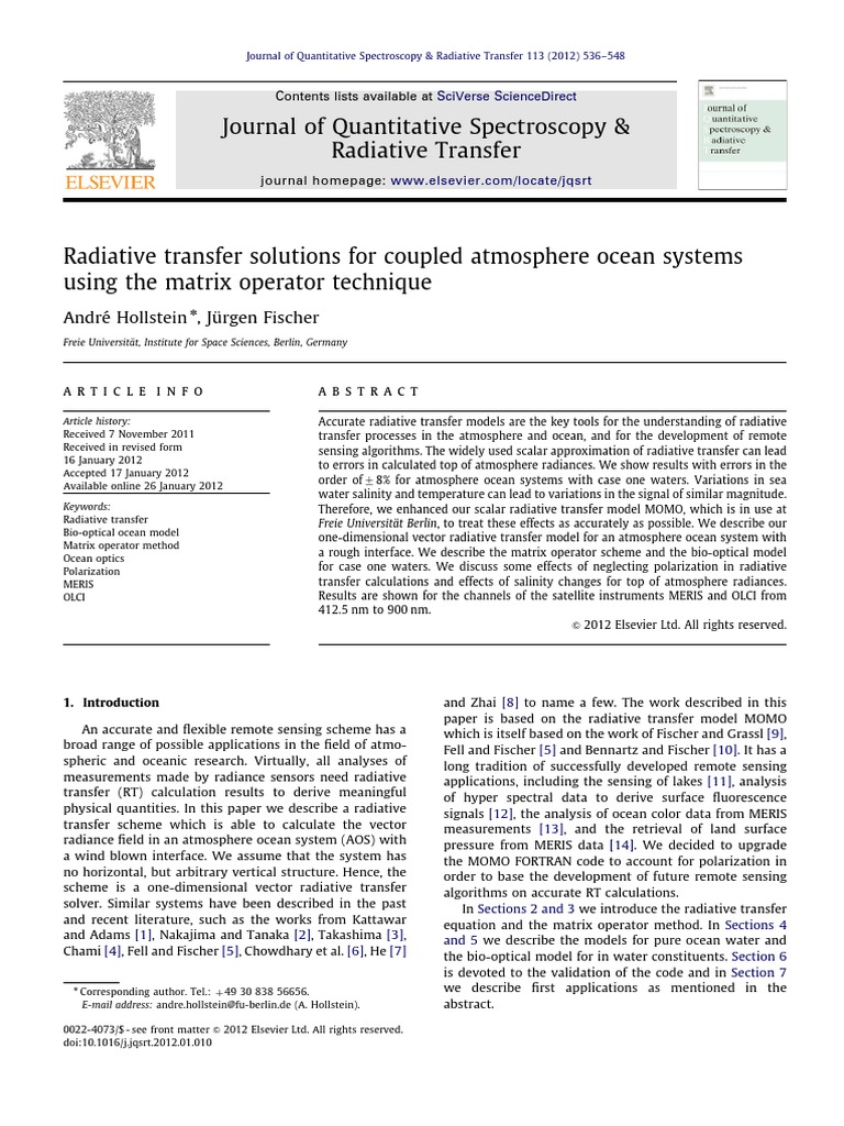 Journal of Quantitative Spectroscopy & Radiative Transfer Andre