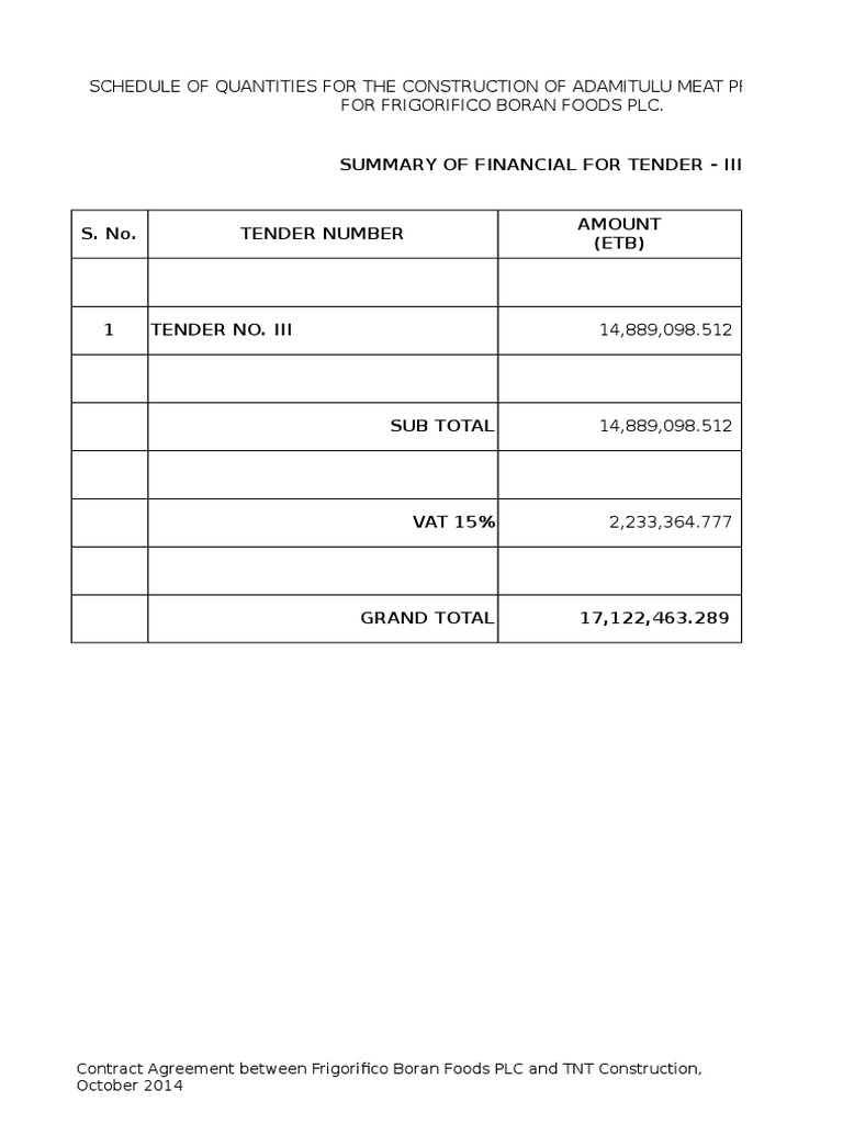 TNT Construction PLC Tender 3 PDF Concrete Tap (Valve)