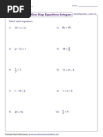 Solving One Step Equations Worksheet