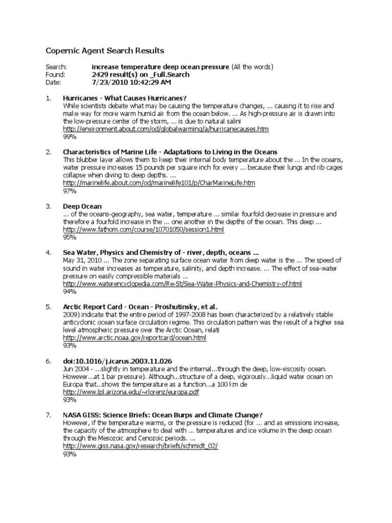 Increase Temperature Deep Ocean Pressure Oceans Atmospheric Circulation