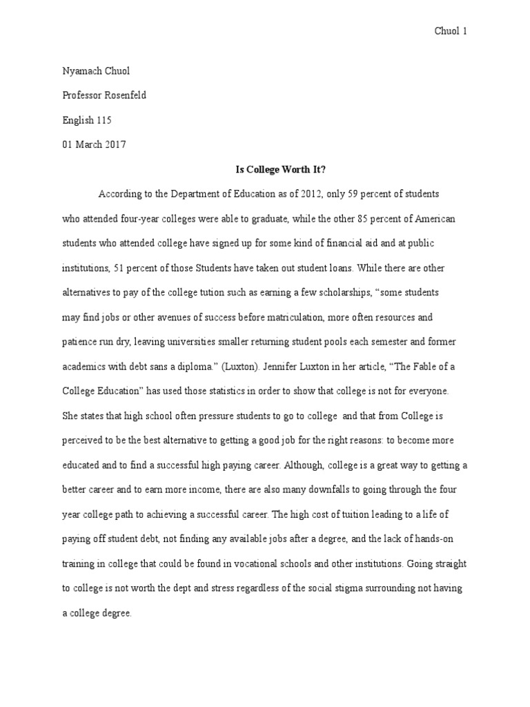 why college isn't worth it essay