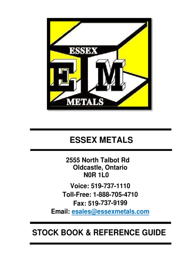 Essex Metals Stock Book PDF Pipe (Fluid Conveyance) Materials