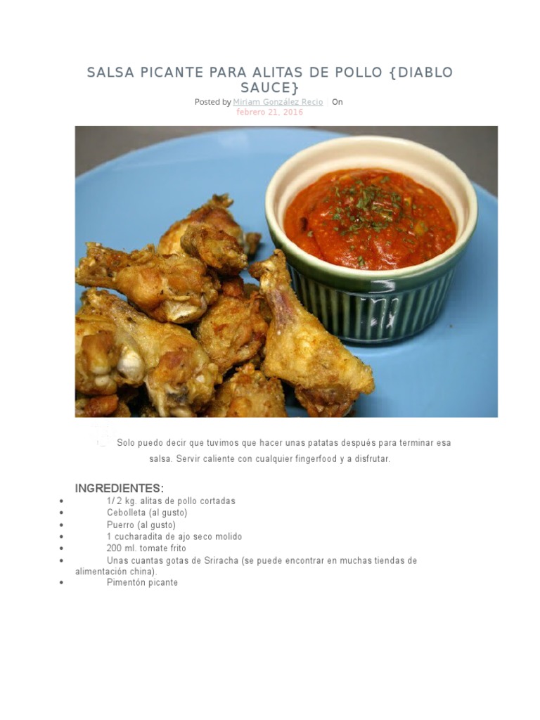 Salsa Picante para Alitas de Pollo | PDF | ensalada | Mayonesa