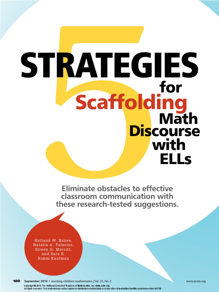 Banse Et Al 5 Strategies For Scaffolding Math Discourse With Ells