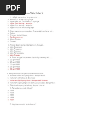 Soal Pemrograman Web Kelas X