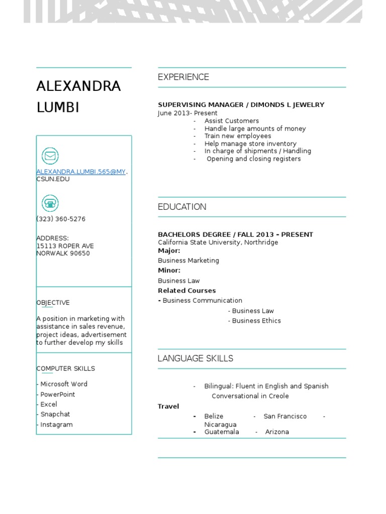 Marketing Resume of Alexandra Lumbi | PDF